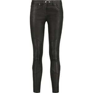 IRO Jelena FW ‘23 black 100% leather Mid-Rise pants slim leg, pockets moto EU 40